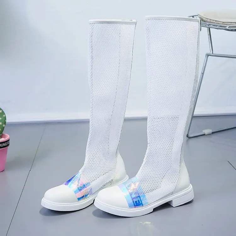 Летние женские ботинки; zapatillas mujer; теннисные сетчатые Сапоги выше колена на платформе; Botines Mujer; коллекция года; Женская дышащая обувь на плоской подошве в стиле хип-хоп