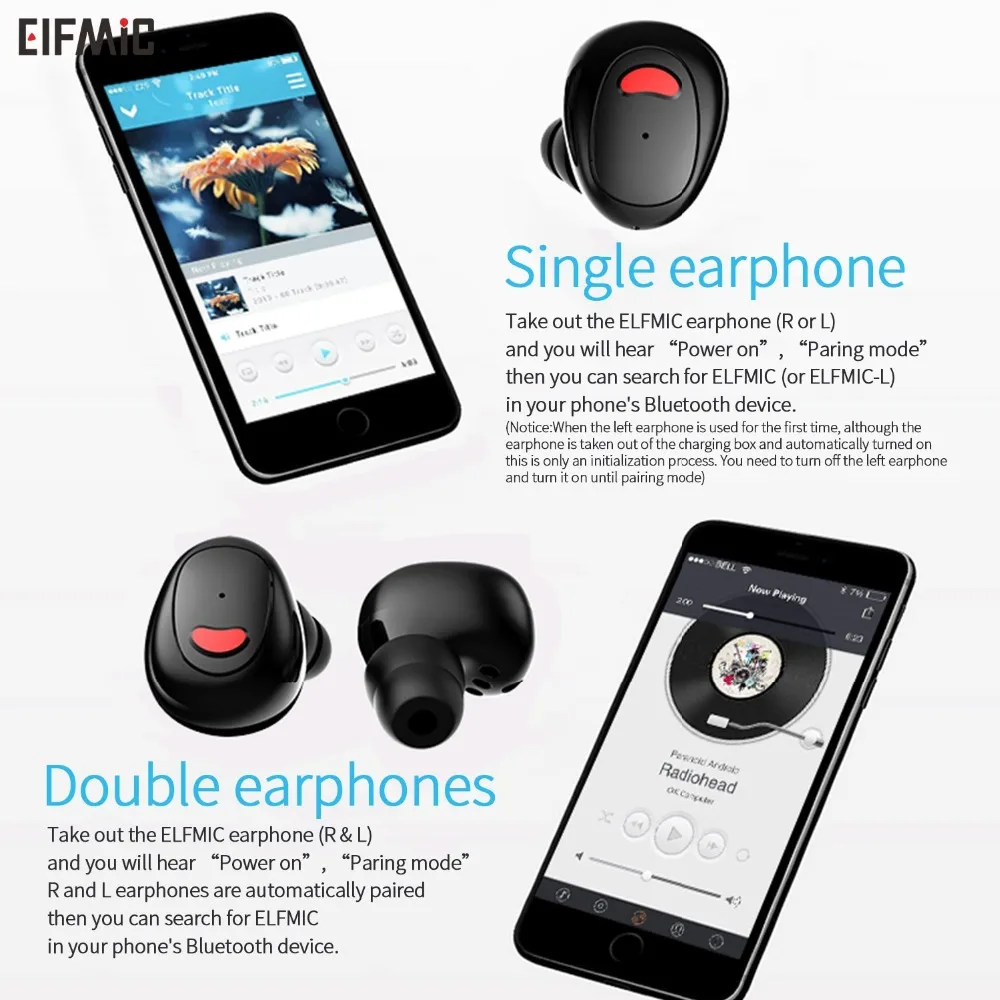 Оптовая продажа ELFMIC TWS Беспроводные Bluetooth 5 0 наушники мини стерео гарнитуры