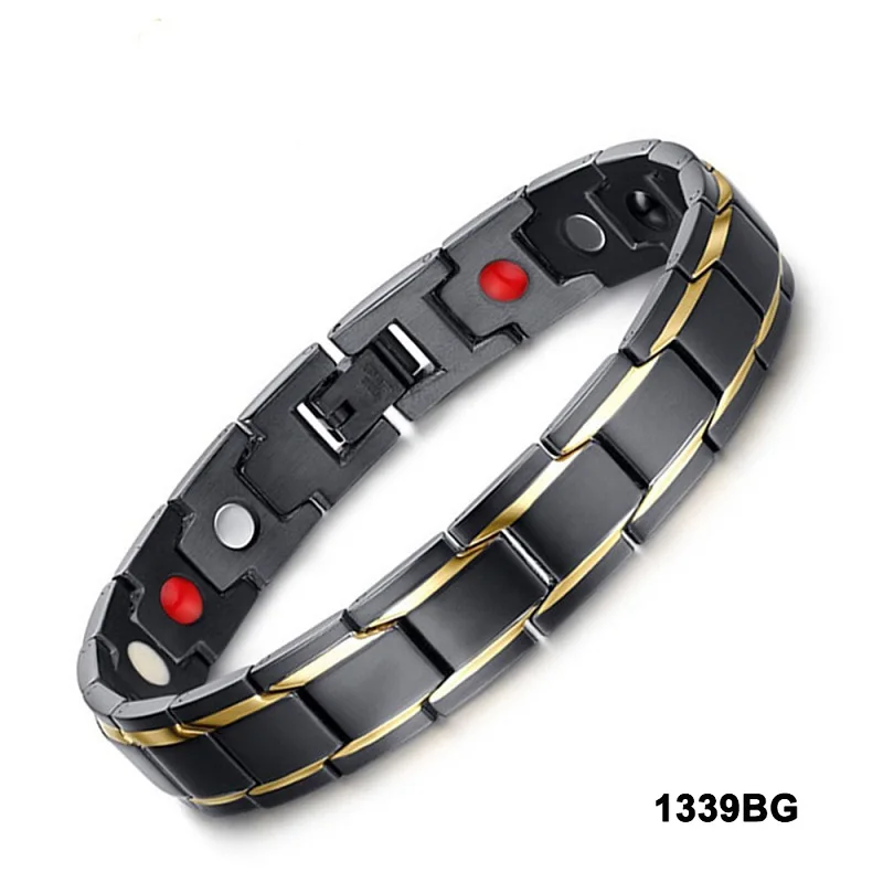 Черные целебные магнитные браслеты и из нержавеющей стали для мужчин 2 тонное
