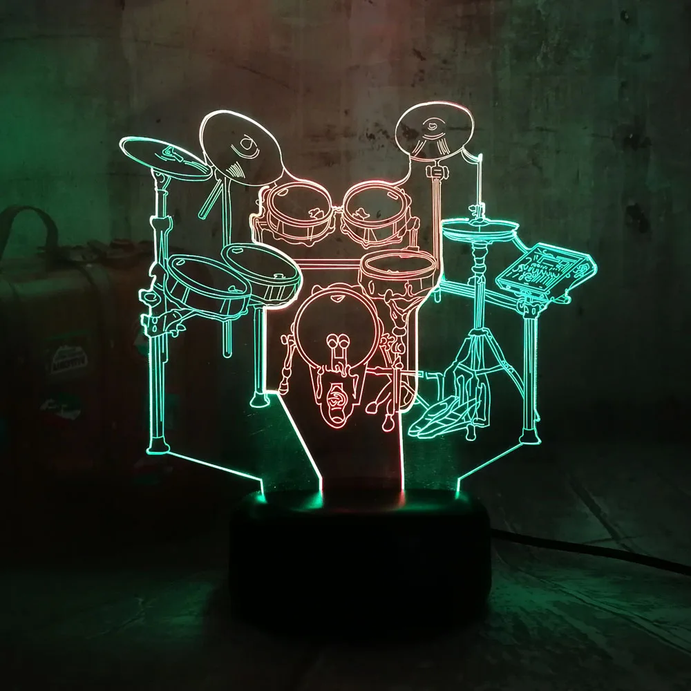 Новинка музыкальный инструмент набор Джаз барабанов 3D LED RGB двойной смешанные