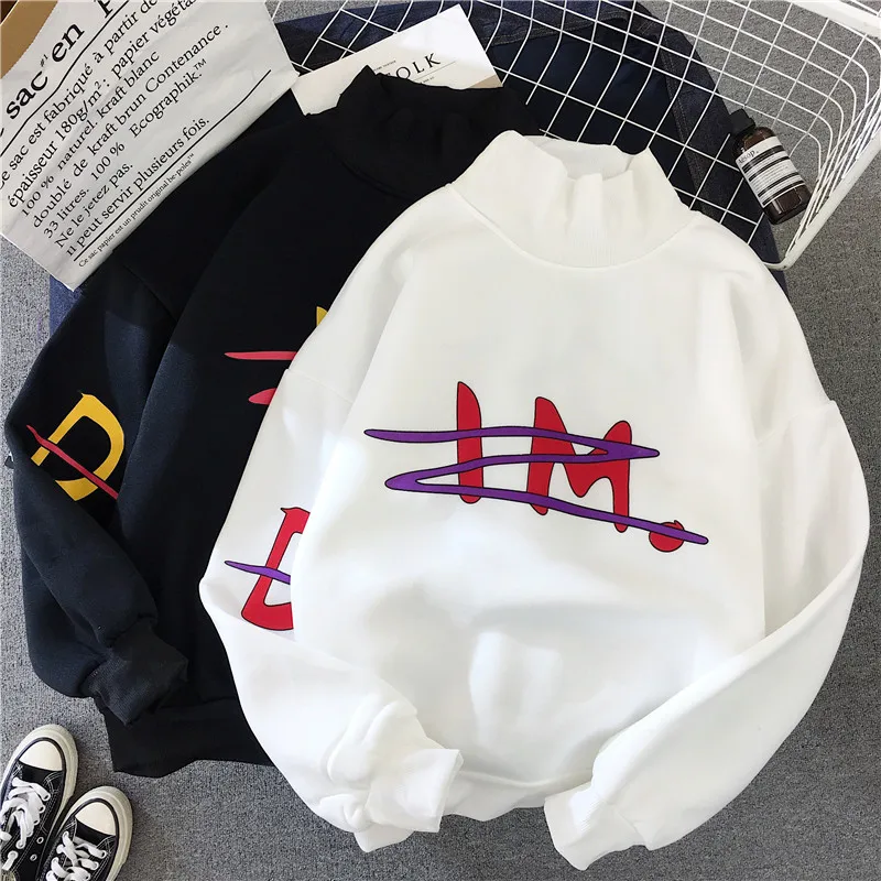Женские толстовки с капюшоном из вельвета Harajuku Ulzzang, водолазка с длинным рукавом для отдыха, Женский пуловер с буквенным принтом, женские свитшоты