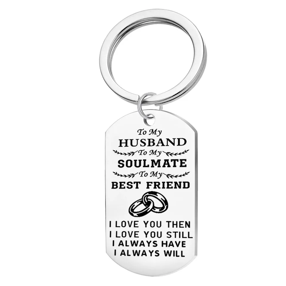 Husband Keychain 1 шт. ожерелье для пары ювелирные изделия My Soulmate I Love You Dog Tag ожерелье s для женщин хороший подарок для друга, подруги, жены, жены - Окраска металла: Husband Keychain