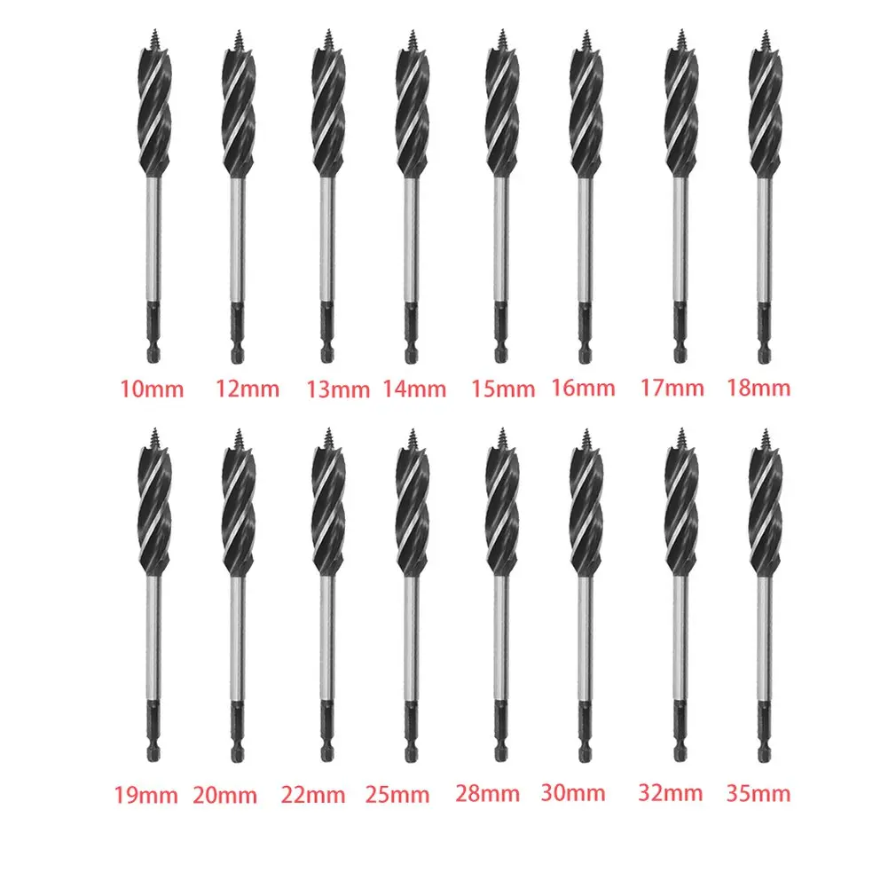 10mm - 35mm HSS 4 Cutter Flute Hex Shank Woodworking Carpenter Door Lock Bore Hole Gun Core Twist Auger Drill Bit | Инструменты