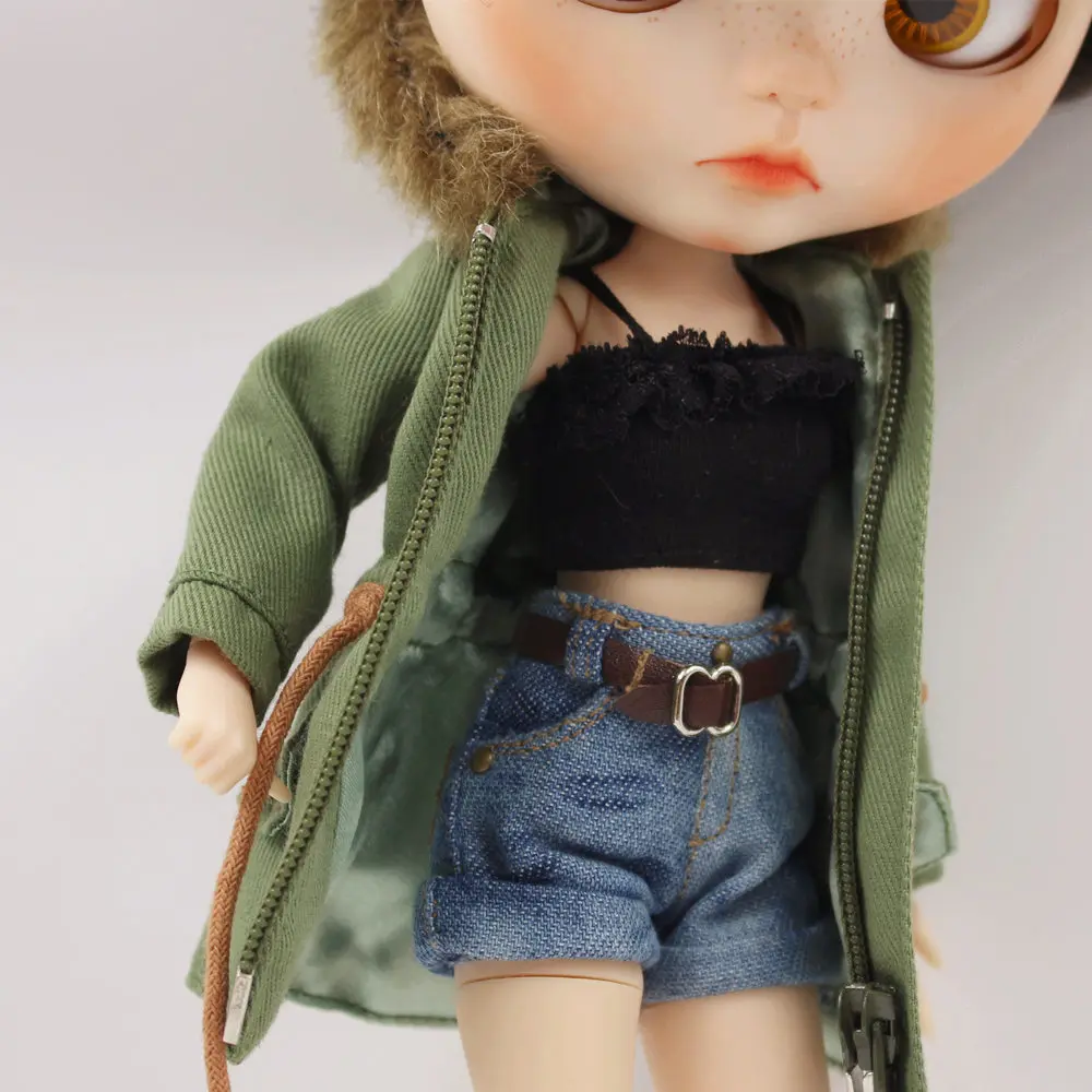 ICY DBS Blyth doll joint Doll Green army jacket denim shorts black lace bra anime clothes | Игрушки и хобби