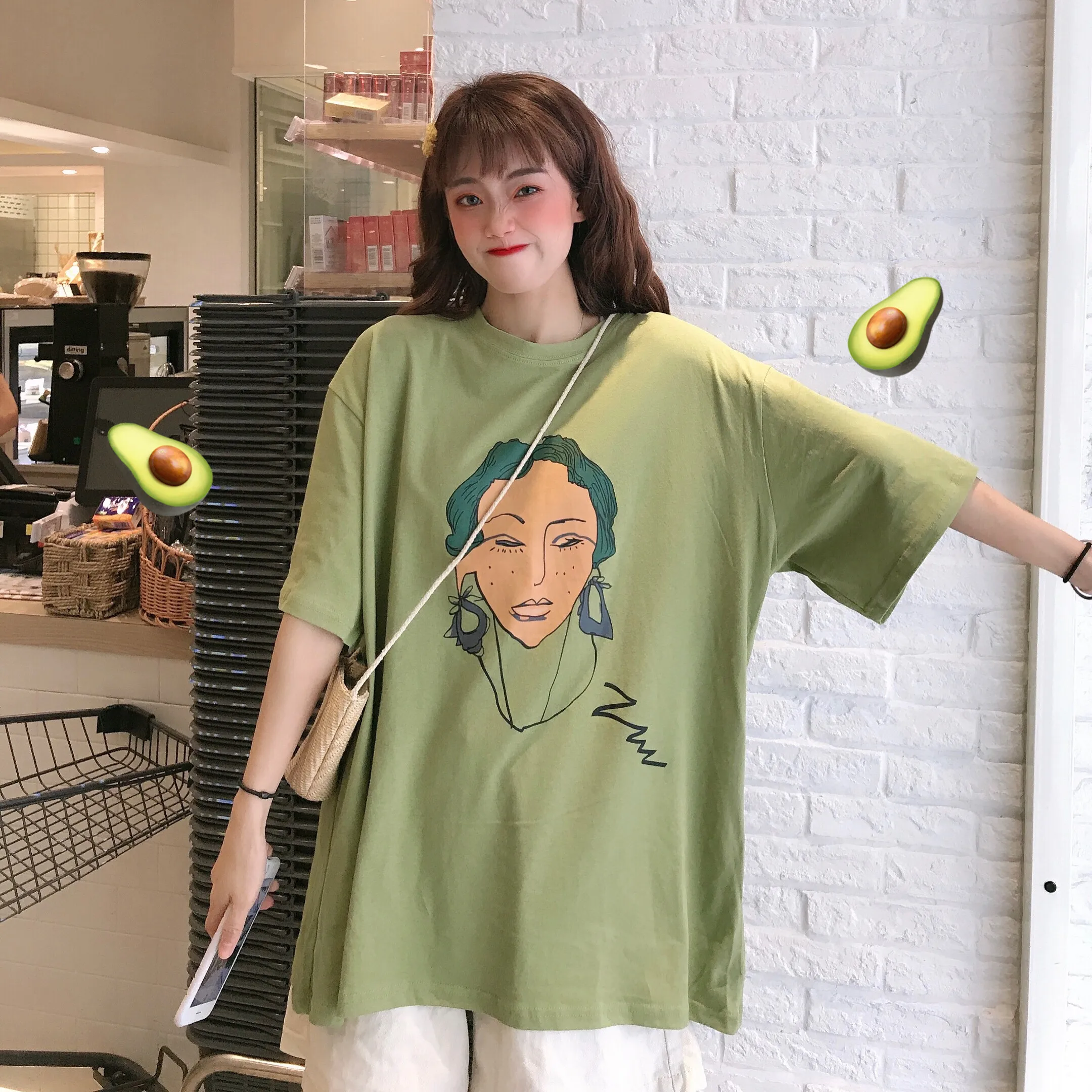 Футболка женская летняя в японском стиле с принтом|Футболки| |