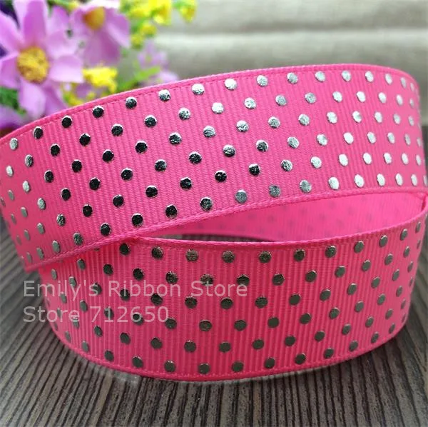 156 hot pink Новое прибытие 7/8 ''22 мм Серебряный горошек Горячая Печатью полушерстяной лентой одежда diy Хлебобулочные лук подарок Обёрточная бумага 10 размеров - Цвет: 156 hot pink