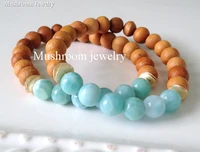 boho chic amazonite beads gold accents wood wooden bracelet for women wooden bead bracelet