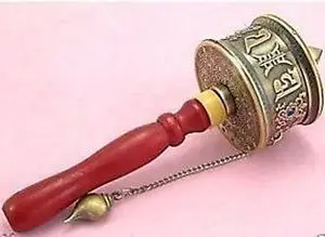 Племя тибетское серебро Тибетский буддизм Молитвенное Колесо винтажная статуя