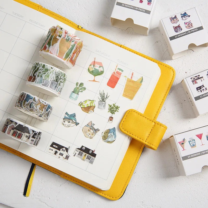 80 шт/объем Ретро лет/предметы лента для декорации Washi DIY планировщик дневник