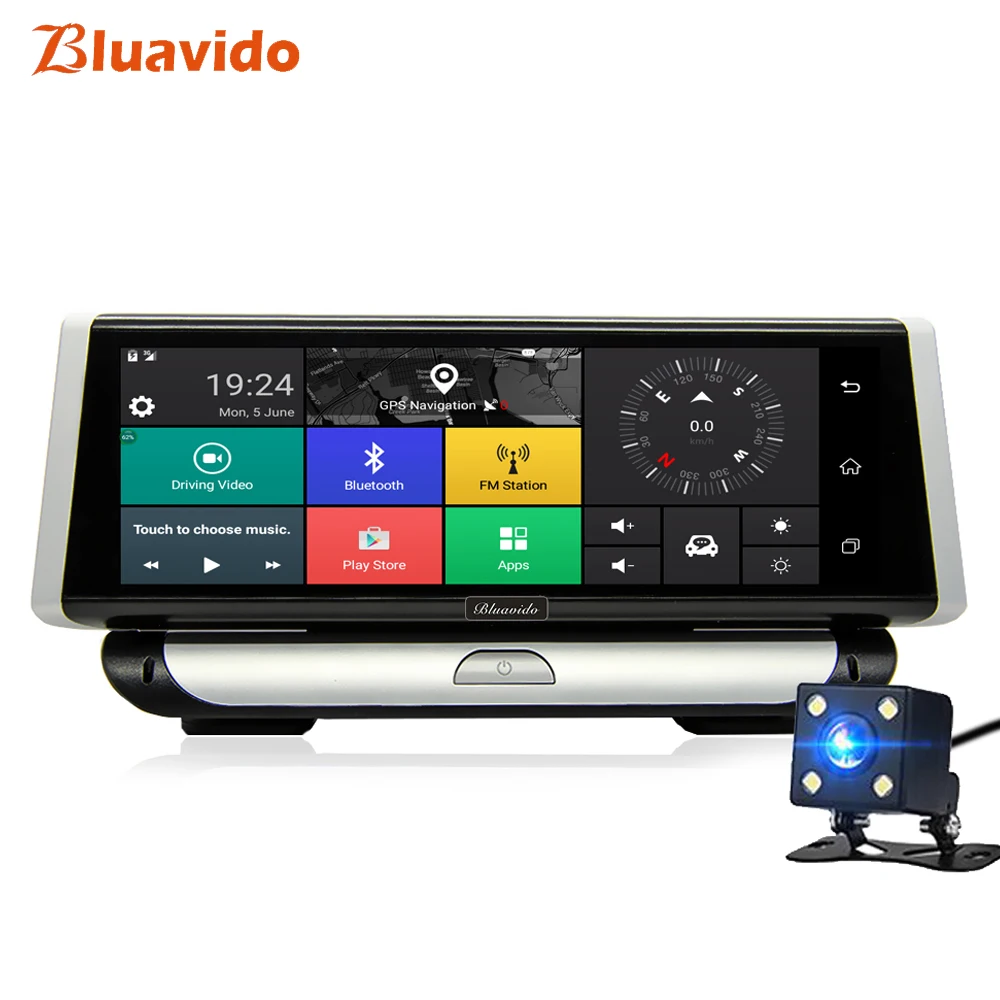 Bluavido 8 &quotIPS 4G Android Автомобильный видеорегистратор GPS камера ADAS Sygic навигация Full HD