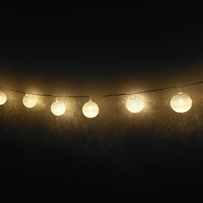 LED Christmas White Cotton Ball Battery String Lights Outdoor Atmosphere Decorative Garden Wedding Bedroom Night Light | Лампы и
