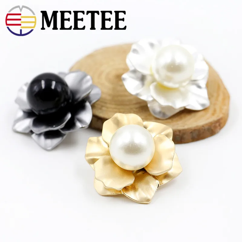 4 шт. норковая шуба пуговицы одежда аксессуары цветы жемчуг Металлическая