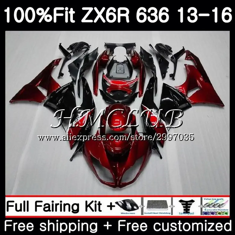 

Injection For KAWASAKI NINJA ZX-636 ZX-6R 2013 2014 2015 2016 52HC.9 ZX 636 600CC ZX 6R top Wine red ZX6R 13 14 15 16 Fairings