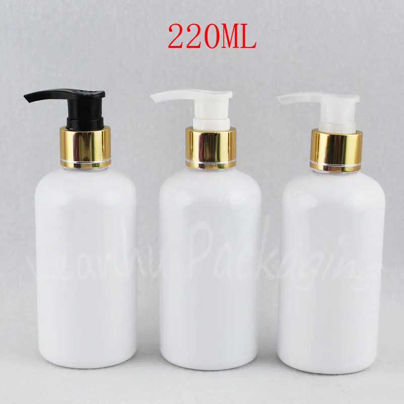

220ML White Round Shoulder Plastic Bottle , 220CC Empty Cosmetic Container , Lotion / Shampoo Packaging Bottle ( 24 PC/Lot )