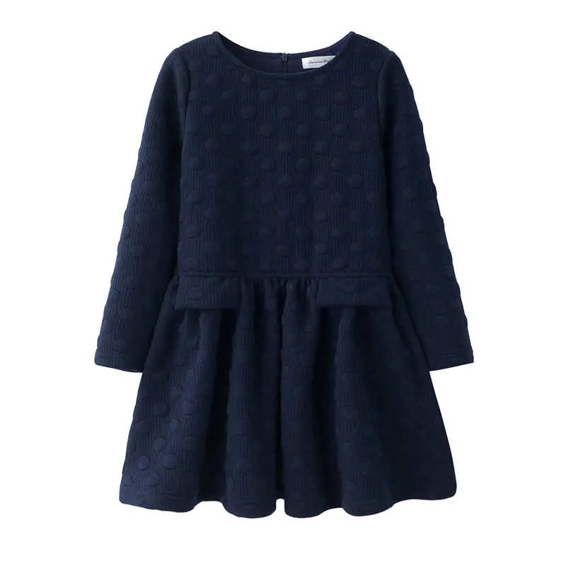 navy blue lining AuroraBaby/Новое поступление; платья для больших девочек; теплая Хлопковая весенняя детская одежда; Детские платья; Vestidos; элегантный стиль - Цвет: navy blue lining