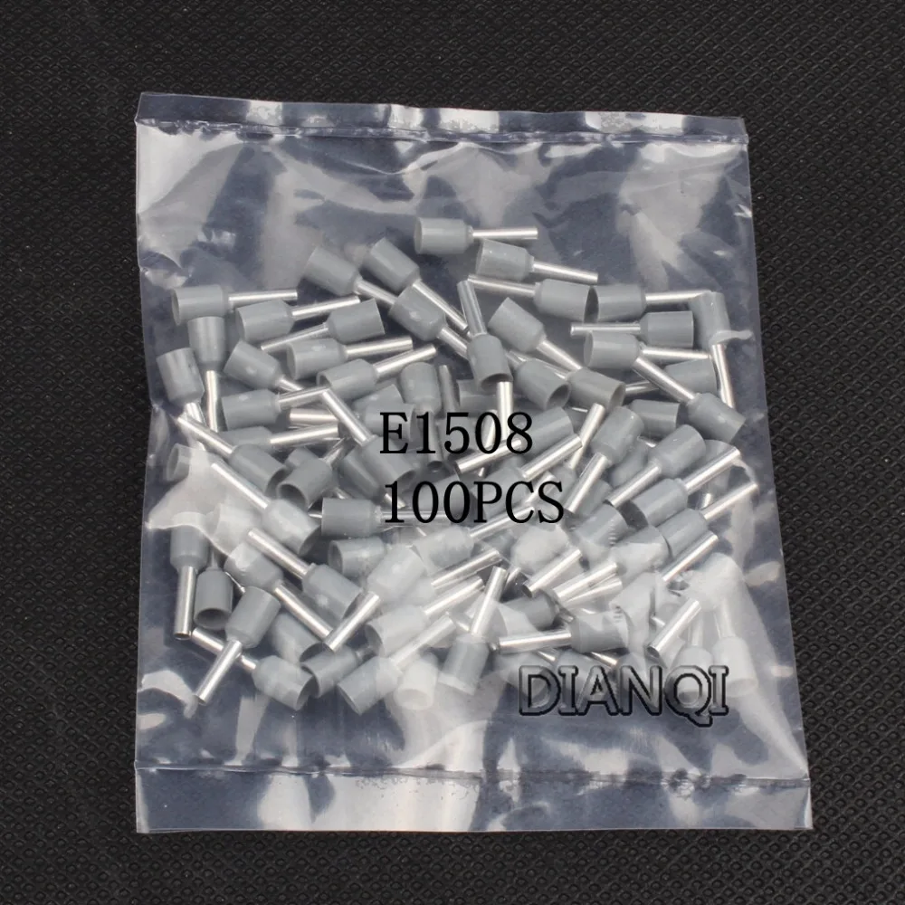 E1508 трубки Изоляционные изолированные клеммы 1.5MM2 100 шт./упак. кабель провода разъем изоляционные обжимной терминал разъем VE