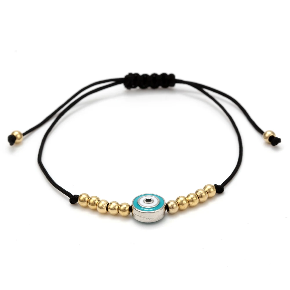 EVIL EYE Плетеный Канатный браслет с подвесками золотые бусины турецкий синий глаз цепочка-браслет в виде веревки ювелирные изделия ручной работы для женщин EY6298