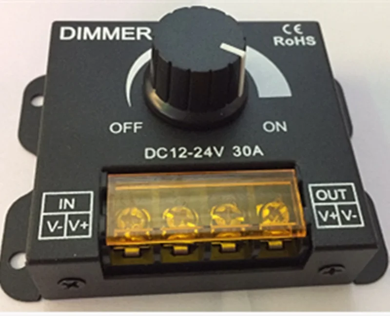 

30A LED Dimmer DC 12V 24V 360W Adjustable Brightness Lamp Bulb Strip Driver Single Color Light Power Supply Controller 5050 3528