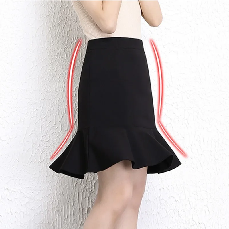 Весна лето 2018 горячая Распродажа черная мини юбка с оборками и высокой талией для