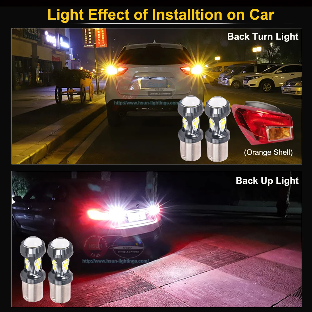 Eseastar 2 шт. автомобильные 1156 светодиодные янтарно желтые 3030 LED 7506 P21W BA15S лампы для