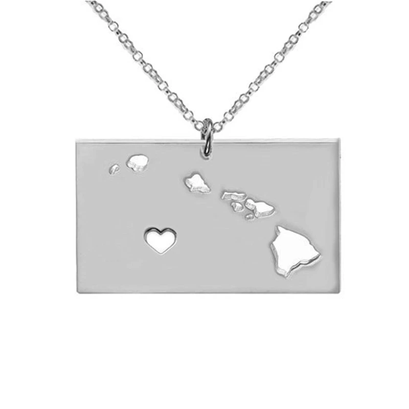 Hawaii map State Necklace Pendant Country Map Charm Jewelry Gift for Women Teens |