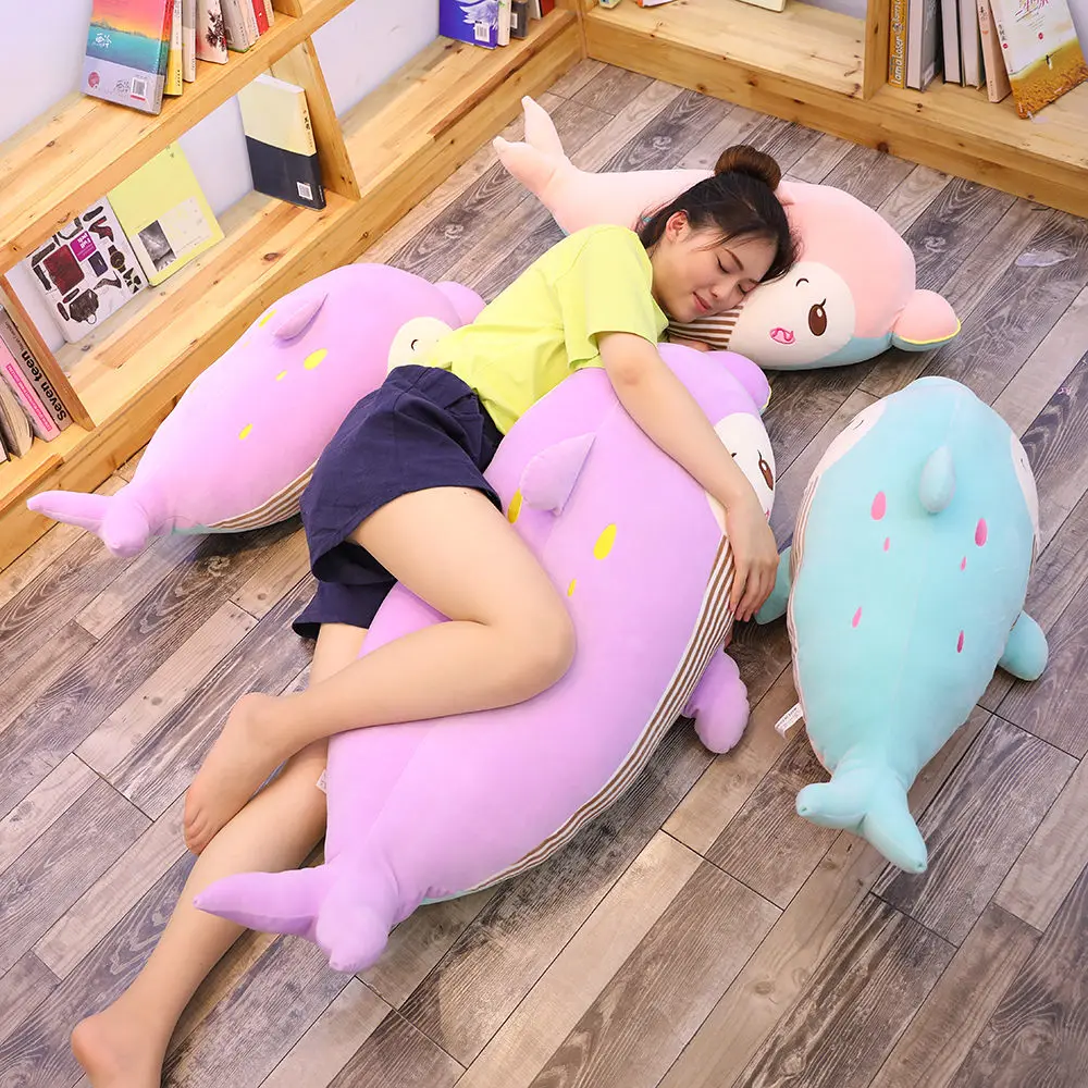 

Giant Soft Dolphin Plush Toys Dolls Stuffed Down Cotton Animal Nap Pillow Creative Kids Toy Christmas Gift for Girls