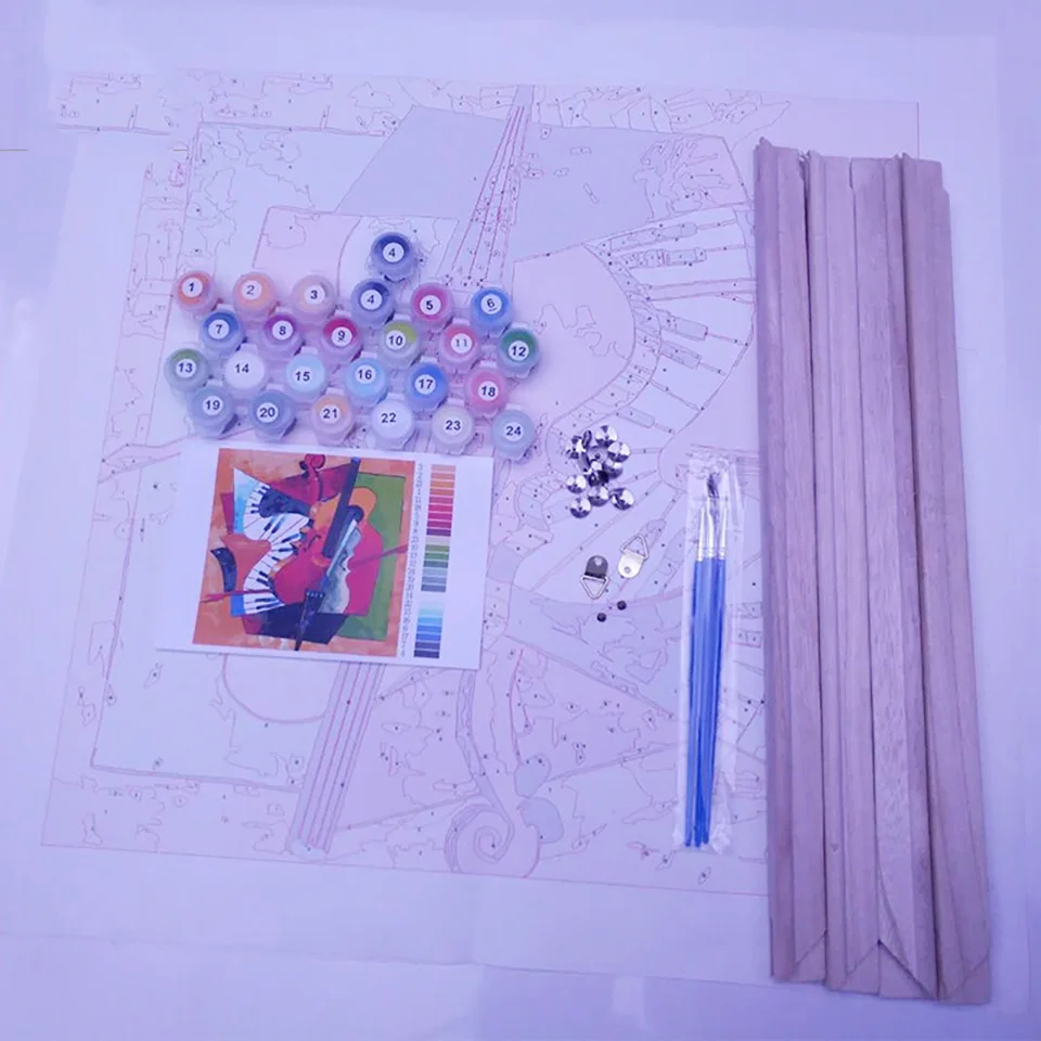 

Oil paint ing by numbers diy picture draw color on canvas hand wall number landscape