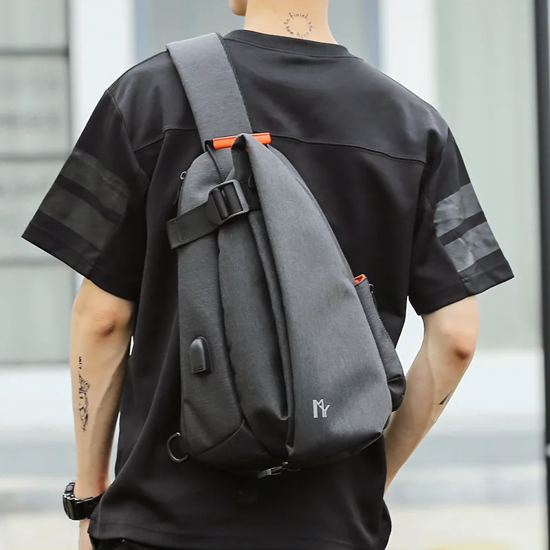 

Chest Bag Multifunction Crossbody Bag Men USB Charging Chest Pack Fashion Short Trip Messengers Bag Water Repellent Shoulder