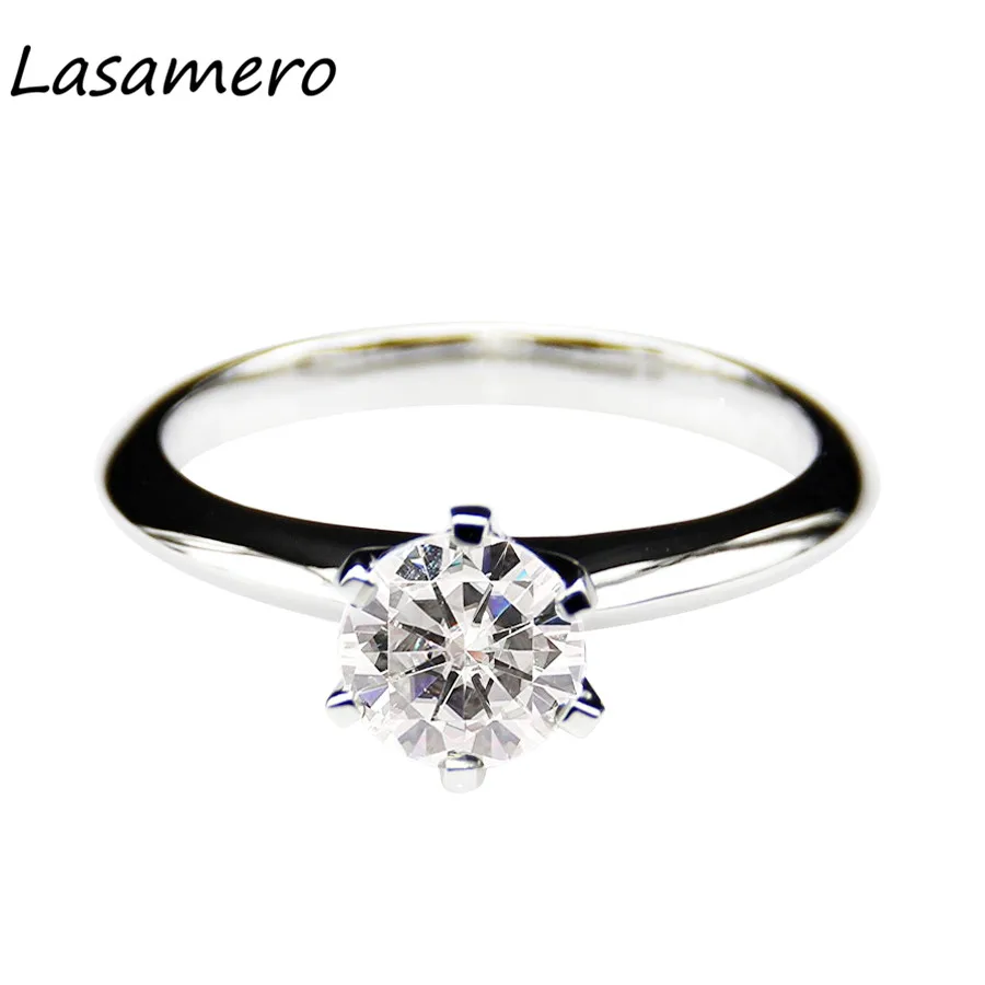 LASAMERO REAL Moissanites 1 карат 14 к 585 твердое Золотое лабораторное кольцо с алмазом