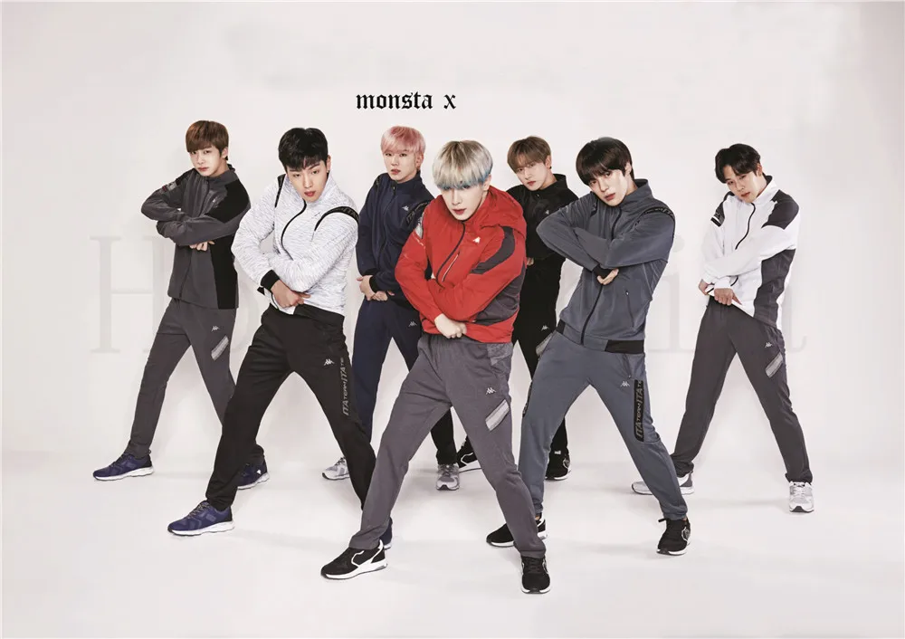 Темно-серый Monsta X постеры, K-POP, наклейки на стену с белым покрытием, бумажные принты, высокое разрешение, украшение для дома, искусство для дома, бренд - Цвет: Темно-серый