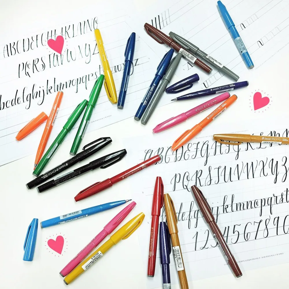 1 шт. Pentel Fude Touch чернильное перо 12 цветов гибкий наконечник фломастер, как кисть ход(SES15C-A