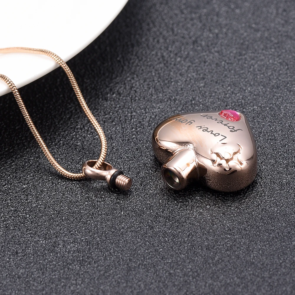 IJD10034 Love you forever engraved Puffy Heart Ash Holder Pendant Stainless Steel Cremation Urn Necklace for ash women | Украшения и
