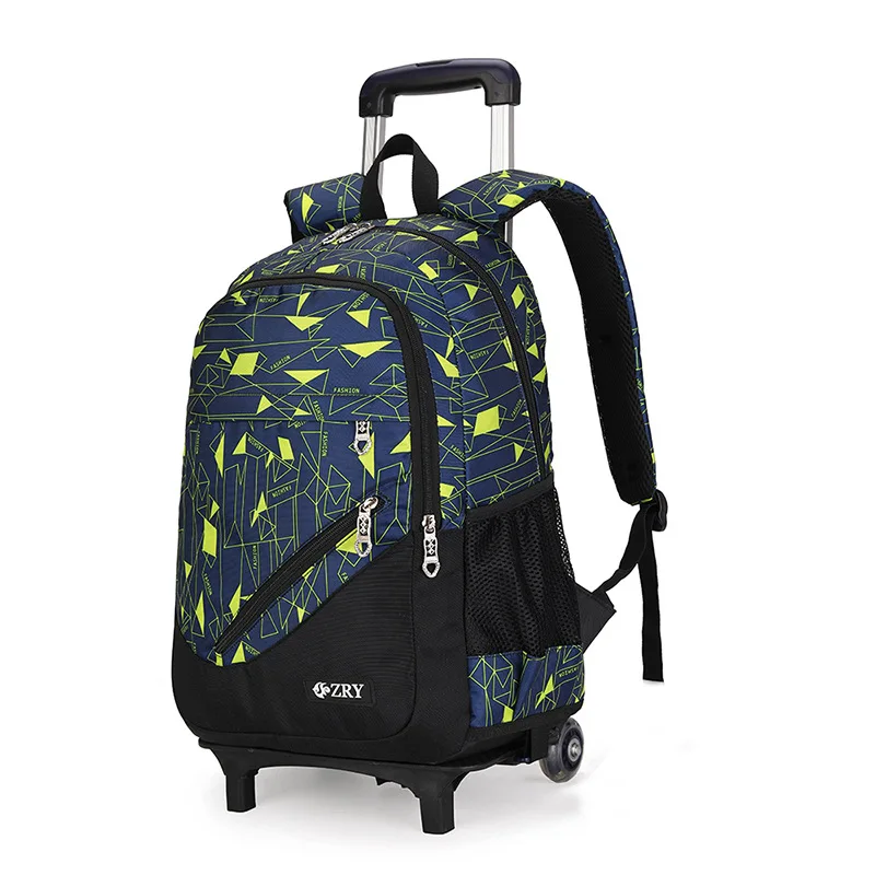 ZIRANYU Дети Мальчики Девочки школьный ранец на колесиках чемодан книга сумки рюкзак последние съемные детские школьные сумки QA2/6 колеса лестницы - Цвет: 912402YE Two rounds