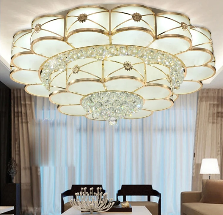 Золотая хрустальная люстра современный потолочный светильник для гостиной
