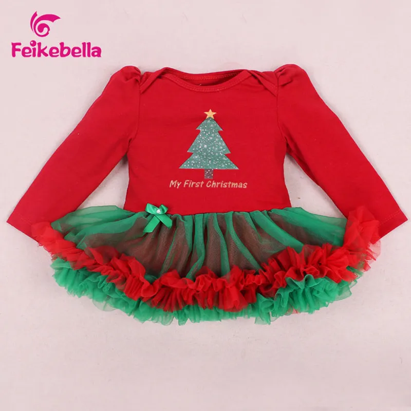 платье для девочки детское длинный рукав Новорожденных Девочек Рождественские