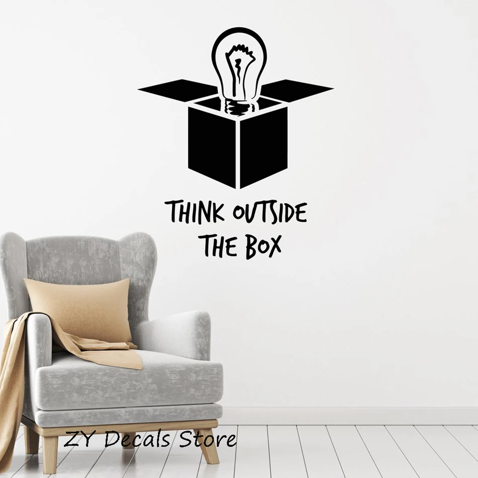 

Inspirational Motivational Office decoration Decals Think Outside The Box Quotes Wall Decal Art Home Wall Decor Stickers S640