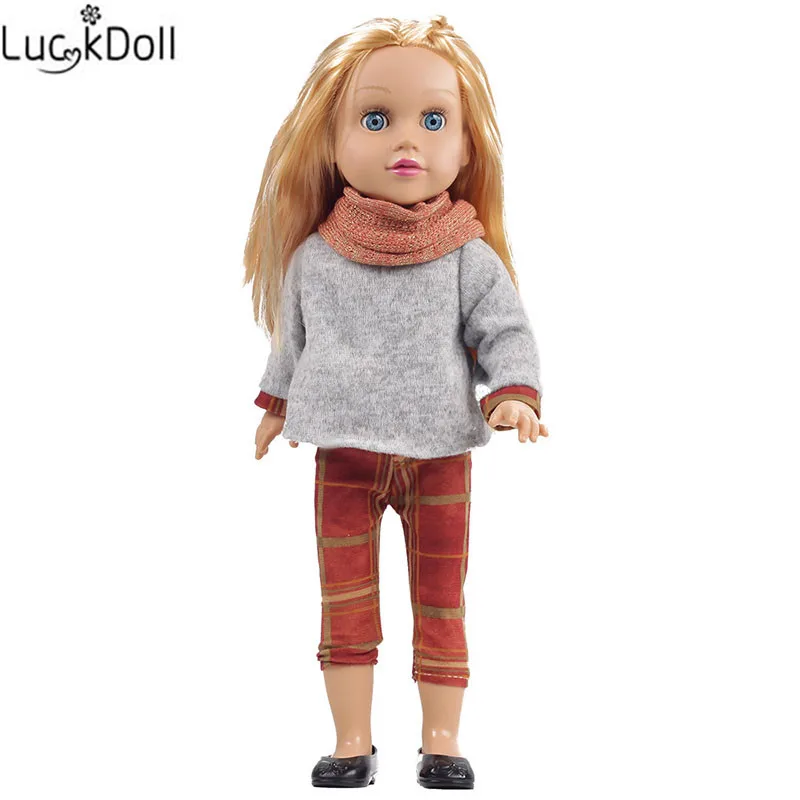 Luckdoll ZWSISU's new blonde/коричневая кукла для волос+ платье костюм-это 45 см настоящая детская игрушка подарок на день рождения для куклы