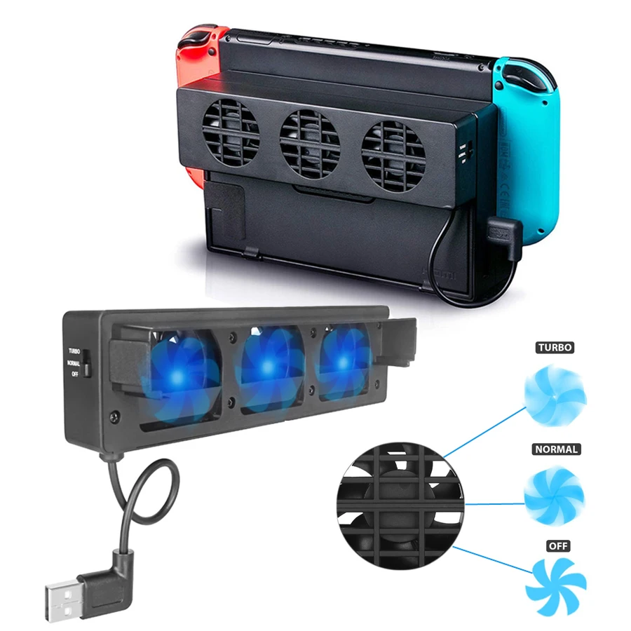 3 Внешний USB вентилятор охлаждения для Nintendo Switch док станция вентиляторов с