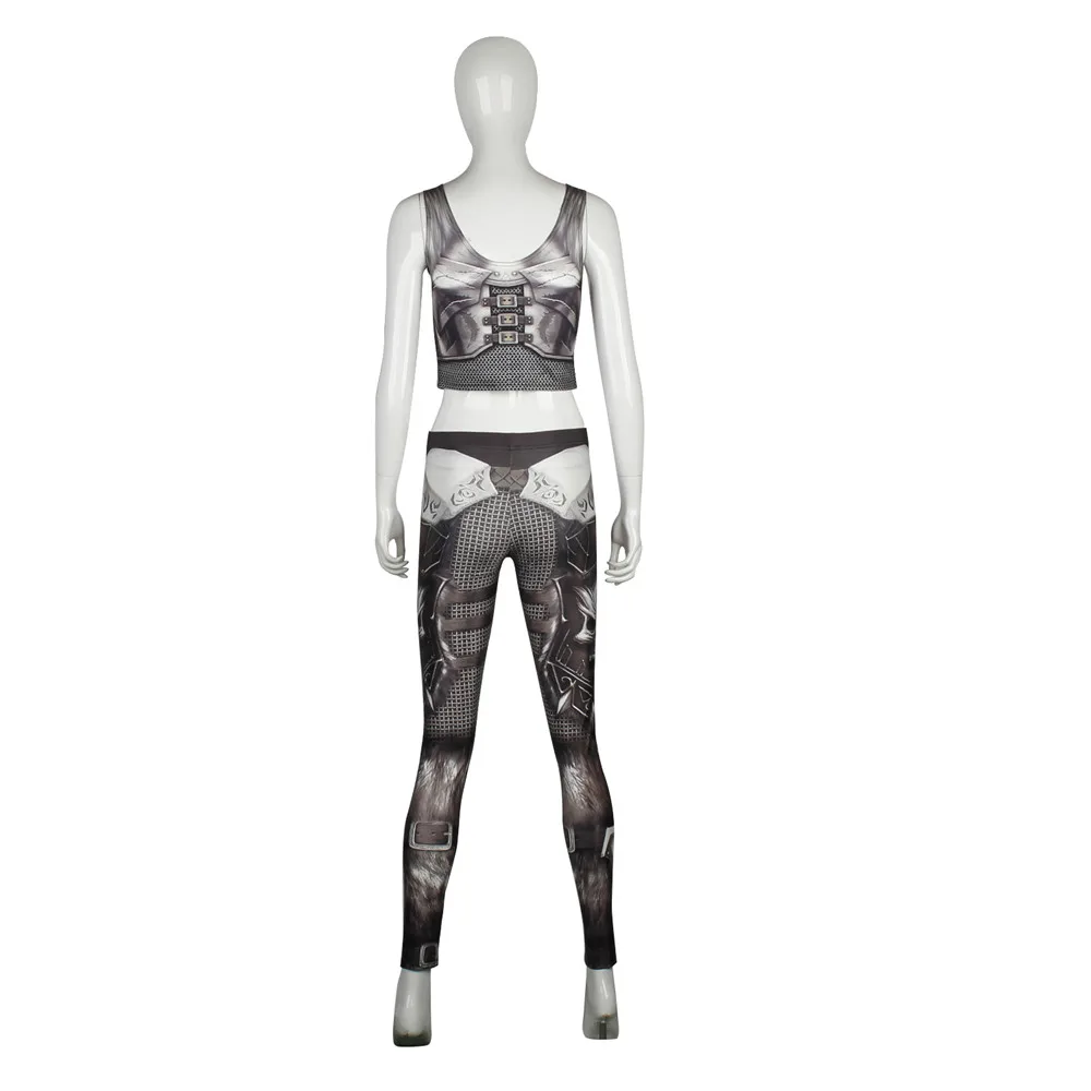 Костюм для косплея Orcish Armor Print Женский Для Фитнеса Йоги Костюм тренировочный спортивный жилет и леггинсы костюм Тонкий комплект для бега сексуальная клубная одежда