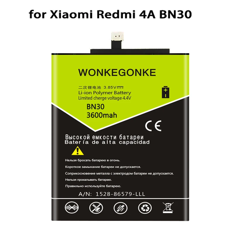 WONKEGONKE аккумулятор BN30 для Xiaomi Redmi 4A Batterie Bateria