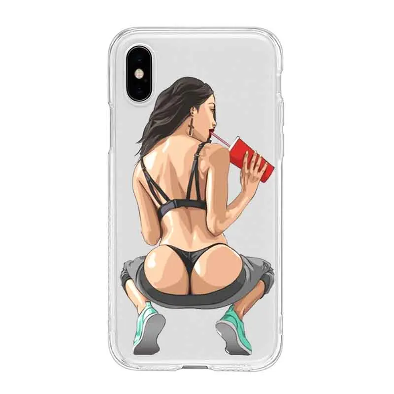 Сексуальная горячая девушка лето Twerk TPU прозрачный чехол для телефона iPhone 6G 6s 7 8plus