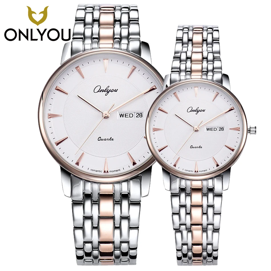 ONLYOU мужские часы модные бизнес Laisure женские Rosegold для влюбленных лучший бренд