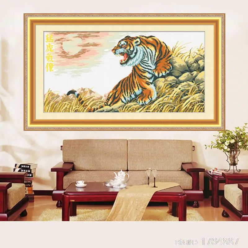 Needlework Sewing Cross Stitch Kits Tiger Meteorological Cotton Embroidery Animal Painting Decoration For Home Mosaic Picture | Дом и сад