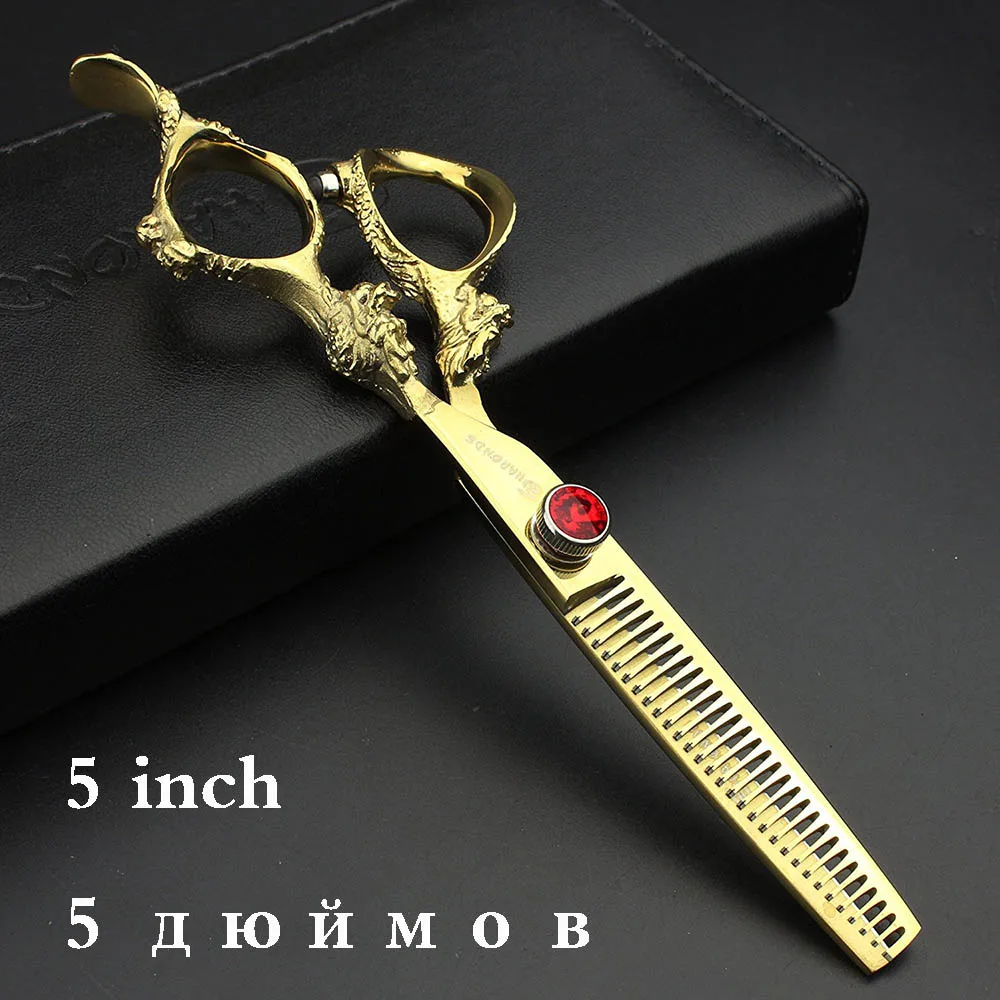 5.5inchGold Thin Japan440c Профессиональный Парикмахерские ножницы Дракон ручка Ножницы 5,5/6/7 дюймов Парикмахерская магазинные ножницы инструмент - Цвет: 5.5inchGold Thin