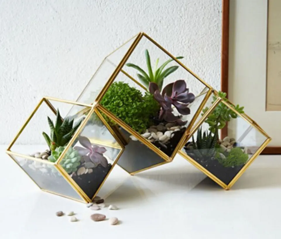 1 шт. квадратная стеклянная цветочные горшки украшения дома геометрические