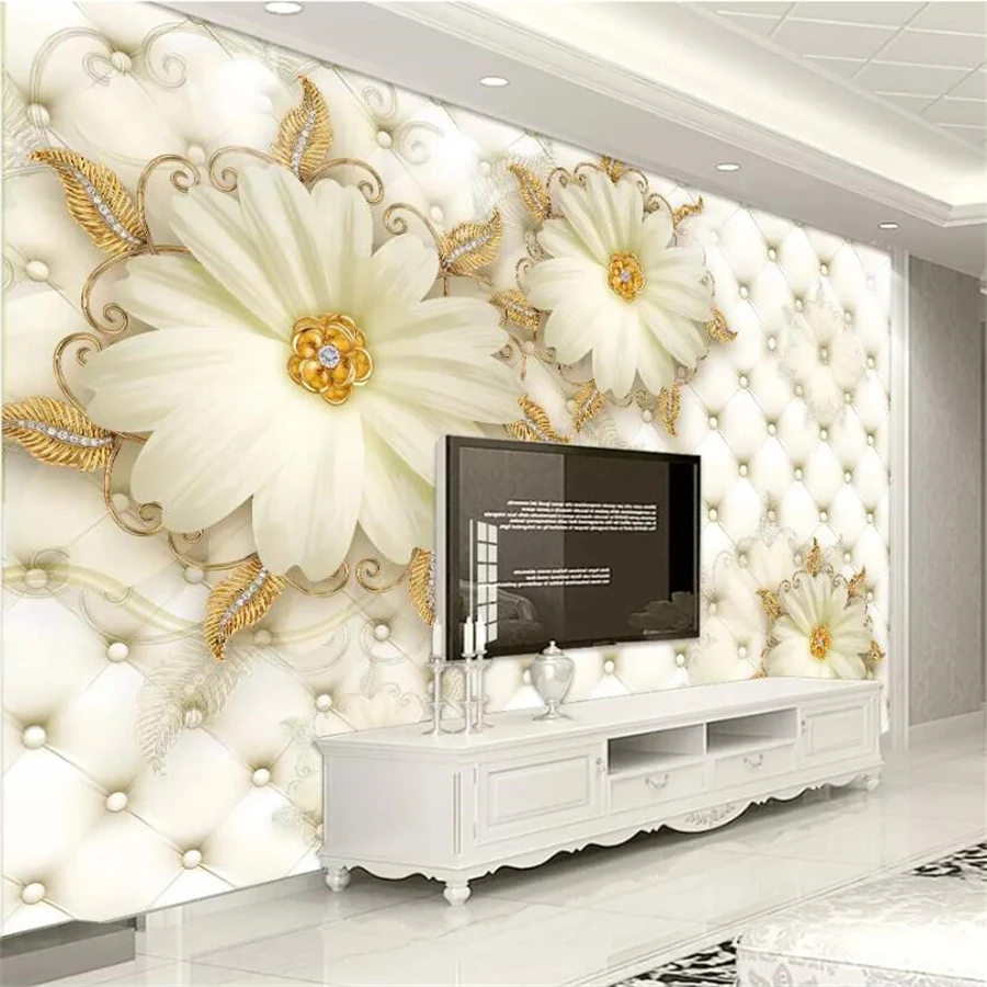 Обои на заказ 3d фотообои роскошные золотые украшения цветок мягкая сумка