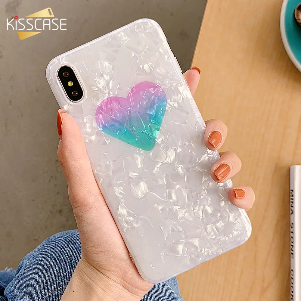 KISSCASE градиентный чехол для телефона с сердечком iPhone 7 X XR XS MAX мягкие чехлы 8 6 6S Plus