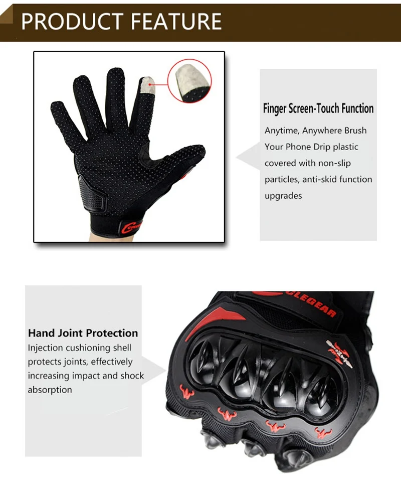 Cyclegear moto rcycle гоночные перчатки полный палец мотоциклетные перчатки сенсорный экран moto cross guantes guanti moto CG666