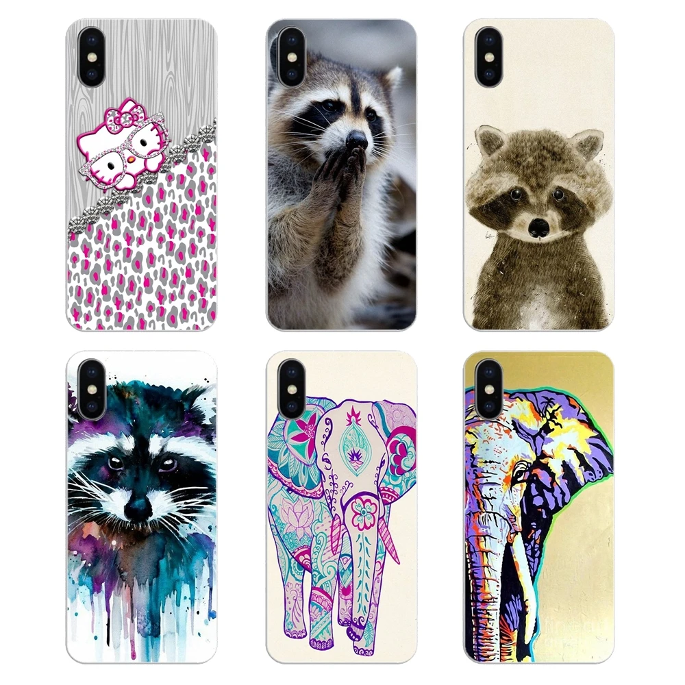 Мягкая сумка с принтом енота слона для iPhone XS Max XR X 4 4S 5 5S 5C SE 6 6S 7 8 Plus Samsung Galaxy J1 J3 J5 J7 A3