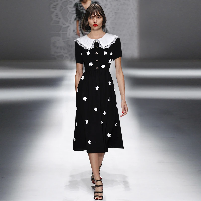 Высокое качество 2019 летнее платье для подиума женское элегантное кружевное